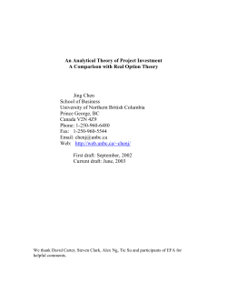 An Analytical Theory of Project Investment A Comparison with Real