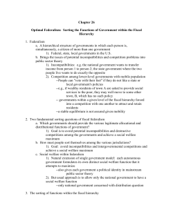 Chapter 26 Optimal Federalism: Sorting the Functions of