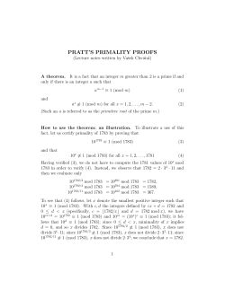 PRATT`S PRIMALITY PROOFS