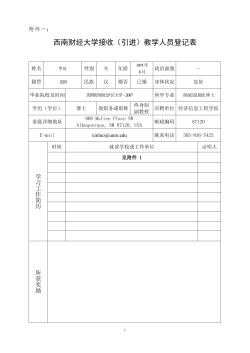 西南财经大学拟引进人才基本情况表