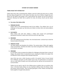 FATHERS` DAY SUNDAY SERMON THEME: ROLES THAT