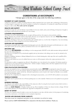 Conditions of occupancy - Port Waikato School Camp.