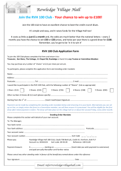 Rowledge Village Hall Join the RVH 100 Club