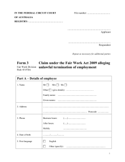 Form 3 - Federal Circuit Court of Australia