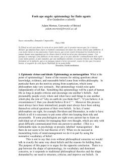 Fools ape angels: epistemology for finite agents
