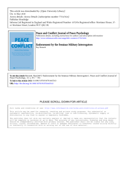 Peace and Conflict: Journal of Peace Psychology Endorsement by