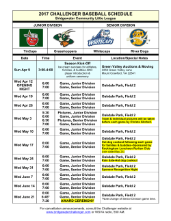 2017 challenger baseball schedule