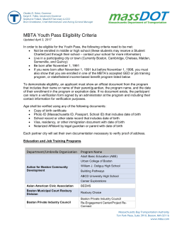 MBTA Youth Pass Eligibility Criteria
