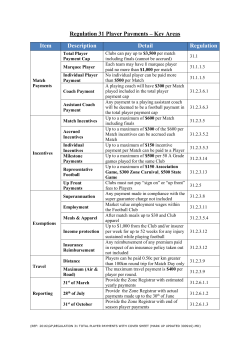 Regulation 31 Player Payments