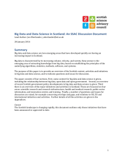 SSAC Big Data and Data Science in Scotland Paper March 2014