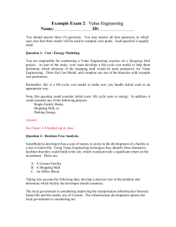 Example Exam: Value Engineering