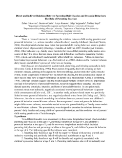 Direct and Indirect Relations Between Parenting Daily Hassles and