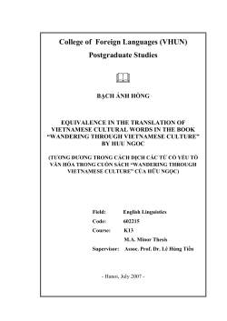 BẠCH &Aacute;NH HỒNG EQUIVALENCE IN THE TRANSLATION