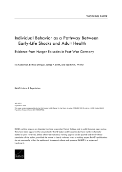 Individual Behavior as a Pathway Between Early