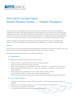 2016 Call for Concept Papers Multisite Research Studies