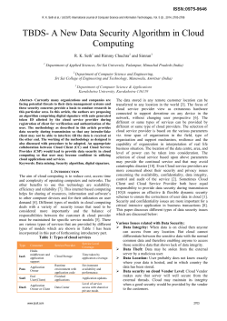 TBDS- A New Data Security Algorithm in Cloud Computing