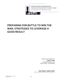 preparing for battle to win the war: strategies to leverage a good result