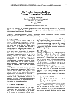 The Traveling Salesman Problem: A Linear Programming