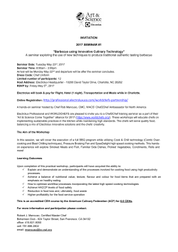 INVITATION 2017 SEMINAR #1 "Barbecue using Innovative