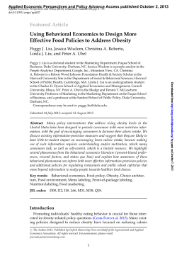 Featured Article Using Behavioral Economics to