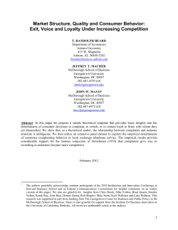 Market Structure, Quality and Consumer Behavior: Exit, Voice and