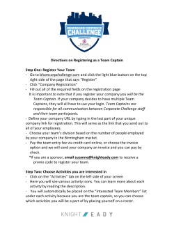 Directions on Registering as a Team Captain Step One: Register
