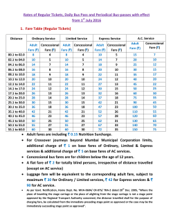 Rates of Regular Tickets, Daily Bus Pass and Periodical Bus