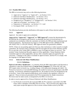 3.11 Possible IRB Actions The IRB or reviewer(s)