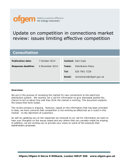 Update on competition in connections market review: issues