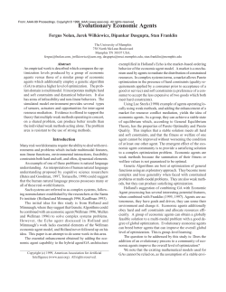 Evolutionary Economic Agents - Association for the Advancement of