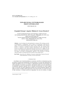 TOWARD NEURAL NETWORK-BASED PROFIT