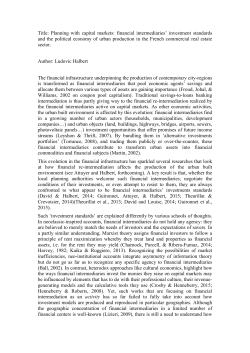 Title: Planning with capital markets: financial intermediaries