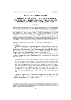 Strategic Management of Farm Businesses: The