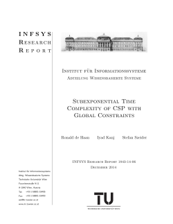 INFSYS Research R eport Subexponential Time Complexity of CSP