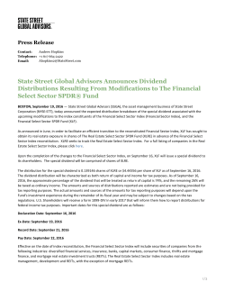 Special Dividend for XLF Shareholders