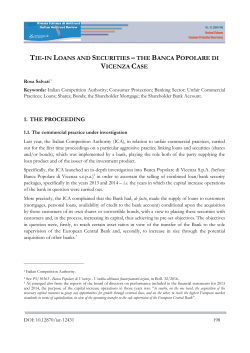 TIE-IN LOANS AND SECURITIES – THE BANCA POPOLARE DI