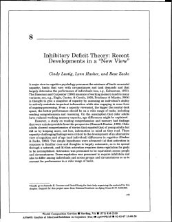 Inhibitory Deficit Theory: Recent Developments in a "New View"