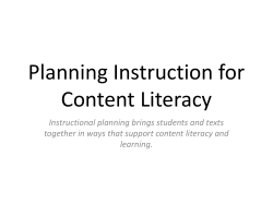 Planning Instruction for Content Literacy
