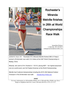 Miranda Melville, finishes 26th at World Championships Race Walk!