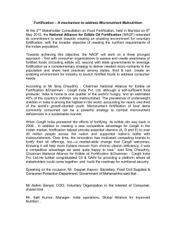 CII GAIN Project to promote voluntary fortification of Edible Oil