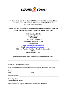 To Deposit By Check To Your UMB One Card Debit Account, Please