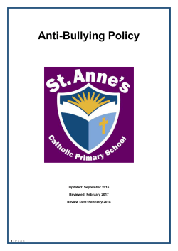 Anti Bullying Policy 2017 - St. Anne`s Catholic Primary School