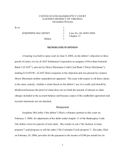 Opinion, In re McCarthy: Creditor failed to document Proof of claim