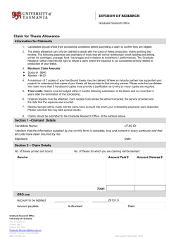Claim for Thesis Allowance