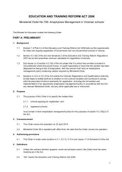 part b: school anaphylaxis policy requirements