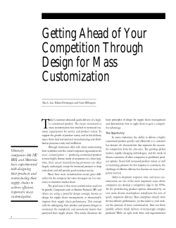 Getting Ahead of Your Competition - Association for Manufacturing