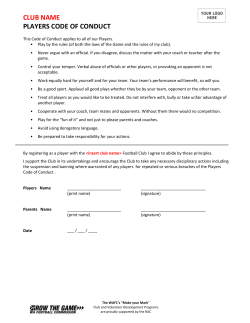 Players Code of Conduct