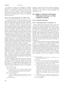 16.7 Rights of Tenants in Possession Following Foreclosure on
