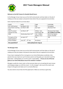 2017 Team Managers Manual - Nundah Wavell All Churches