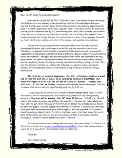 Dear First Grade Parents and Students